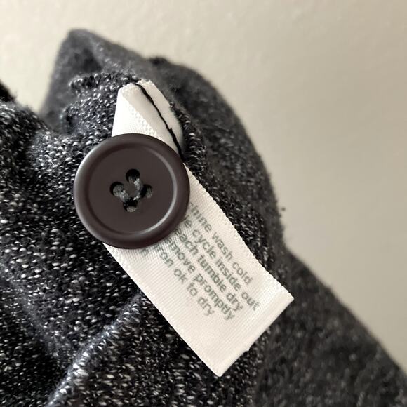 Three Dots Marled Knit Hoodie - Boxy Short Sleeves - Black.- Small - Picture 7 of 7